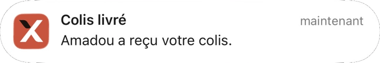 Notification Expedys : « Colis livré - Amadou a reçu votre colis. »